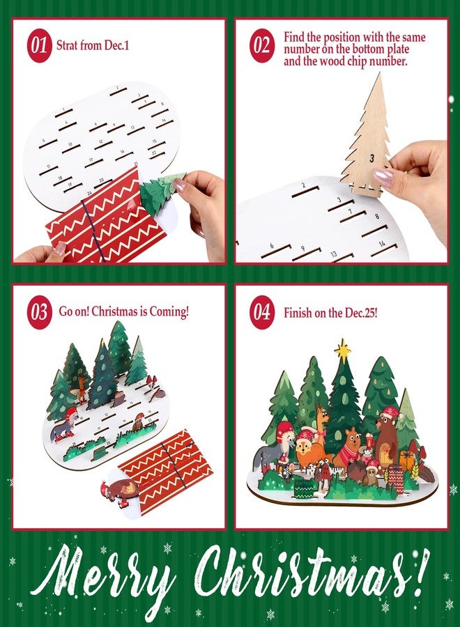 Colingmill Wooden Advent Calendar 2025 Christmas Countdown Gift Set with 25 Gift Envelopes for Table Window Decor Shelves Table Centerpieces Decoration(Woodland Animals) - Image 3